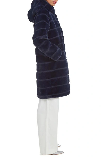 Shop Apparis Celina 3 Faux Fur Jacket In Navy Blue