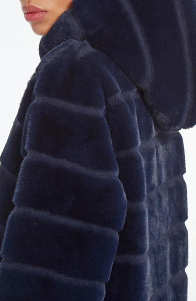 Shop Apparis Celina 3 Faux Fur Jacket In Navy Blue