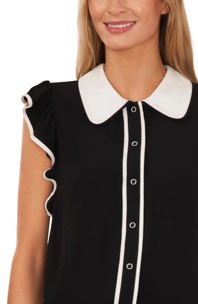Cece Flutter Sleeve Blouse In Rich Black
