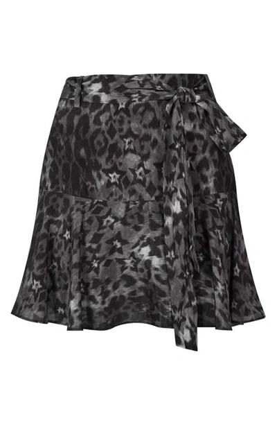 Shop Allsaints Frida Celia Animal Print Skirt In Charcoal Grey
