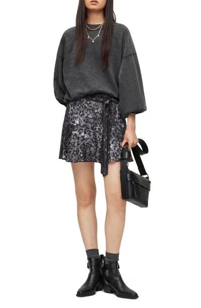 Shop Allsaints Frida Celia Animal Print Skirt In Charcoal Grey