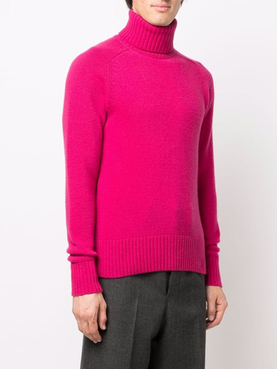 Shop Ami Alexandre Mattiussi Roll-neck Wool Jumper In Pink