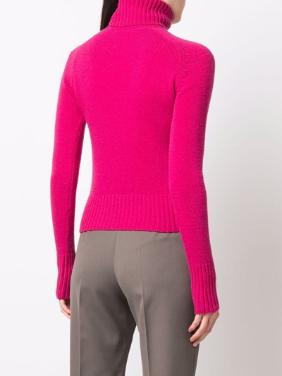 Shop Ami Alexandre Mattiussi Funnel Neck Virgin Wool Jumper In Pink