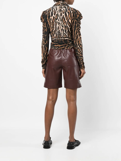 Shop Proenza Schouler Leopard-print Crepe De Chine V-neck Top In 969 Brown Multi