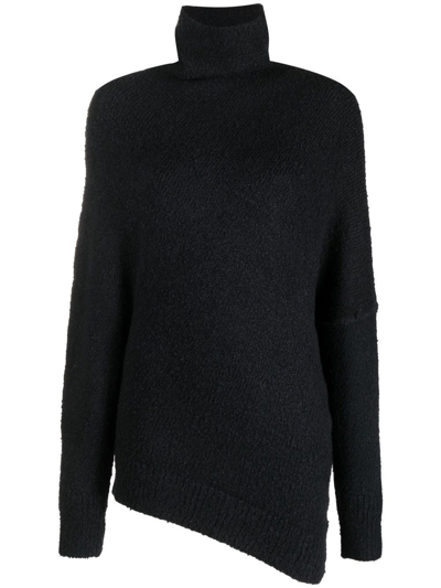 Shop Proenza Schouler Fuzzy Boucle Asymmetric Sweater In Black