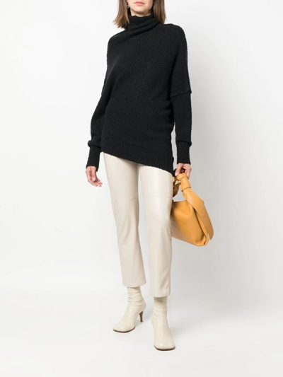 Proenza Schouler Fuzzy Boucle Asymmetric Sweater In Black