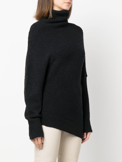 Proenza Schouler Fuzzy Boucle Asymmetric Sweater In Black