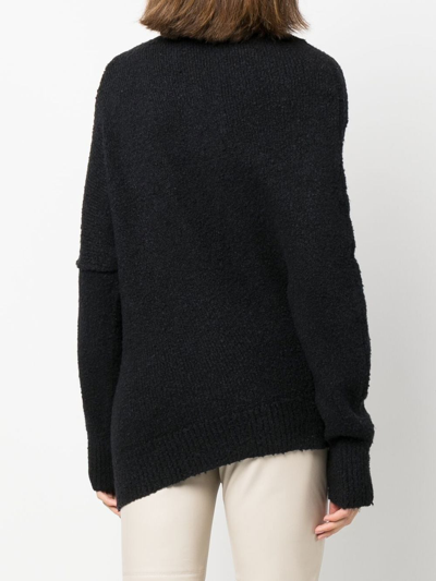 Proenza Schouler Fuzzy Boucle Asymmetric Sweater In Black
