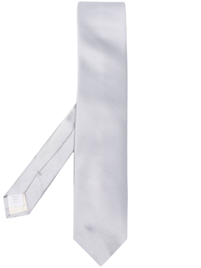 Shop D4.0 Pointed-tip Silk Tie In Grey