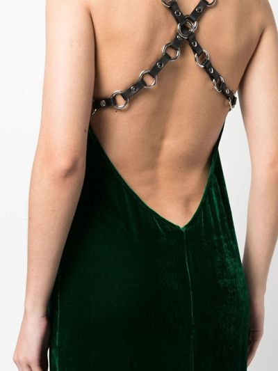 Shop Roberto Cavalli Velvet Long-length Dress In Green