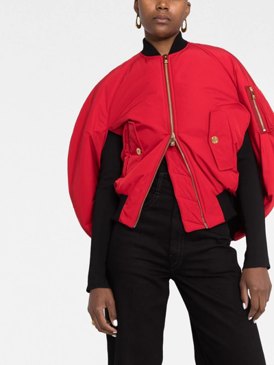 Shop Versace Cocoon Bomber Puffer Jacket In Rot
