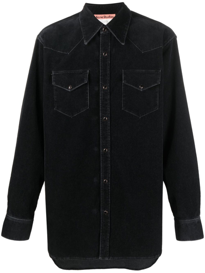 Shop Acne Studios Button-up Denim Shirt In Schwarz