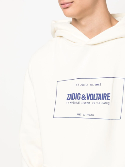 Shop Zadig & Voltaire Logo-print Cotton Hoodie In Neutrals