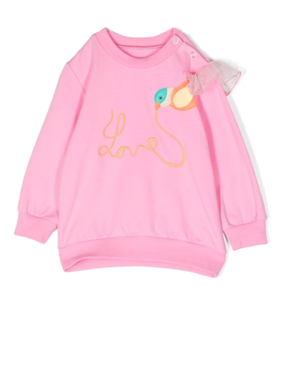 Shop Wauw Capow By Bangbang Lucia Love Crew Neck Sweatshirt In Rosa