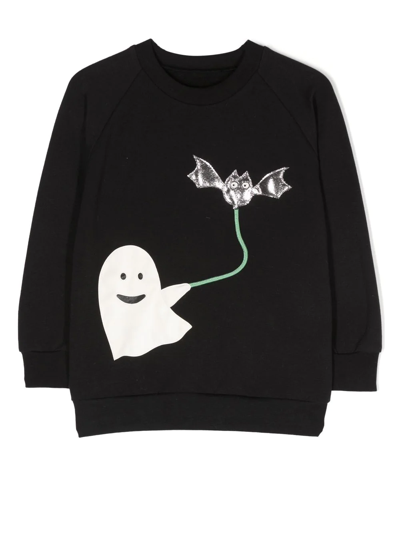 Shop Wauw Capow By Bangbang Happy Booh Crew Neck Sweatshirt In Schwarz