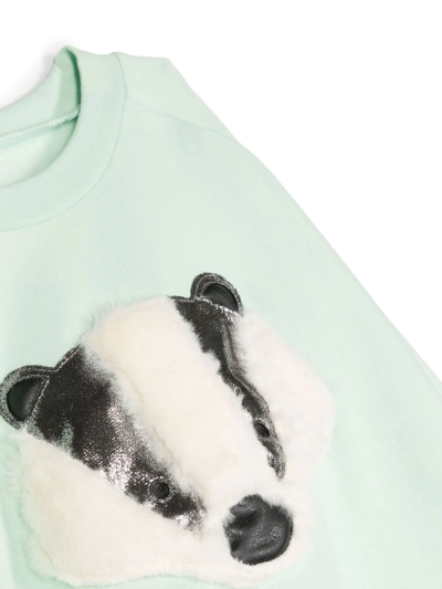 Shop Wauw Capow By Bangbang Badger Crew Neck Sweatshirt In Grün