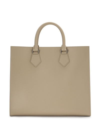 Shop Dolce & Gabbana Logo-debossed Leather Tote Bag In Neutrals