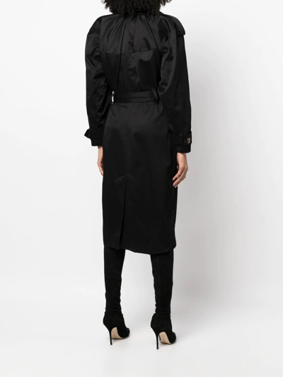 Shop Az Factory Long-sleeve Belted Trench Coat In Black