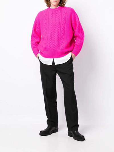 Shop Undercover Cable-knit Bright Knitted Jumper In Rosa