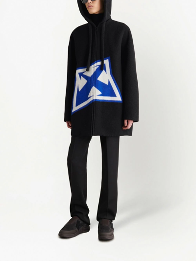 Shop Off-white Arrow-print Hooded Coat In Black