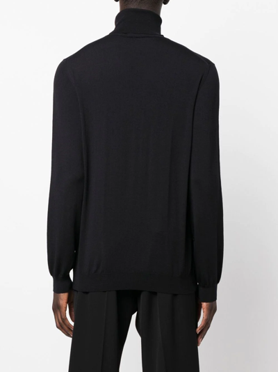 Shop Zanone Roll-neck Virgin Wool Blend Jumper In Black