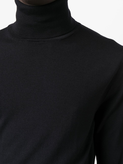 Shop Zanone Roll-neck Virgin Wool Blend Jumper In Black