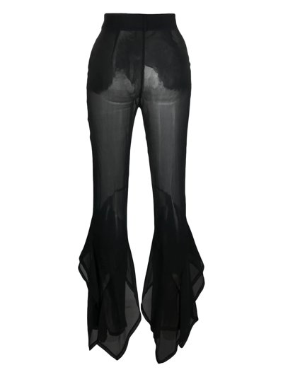 Shop Koché Sheer Flared-leg Trousers In Black