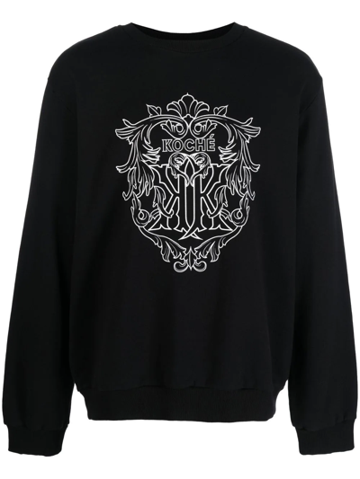 Shop Koché Logo Crest Print Sweatshirt In Black