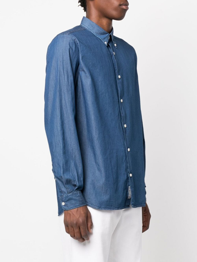 Shop Woolrich Denim Button-down Shirt In Blue