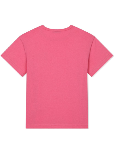 Shop Dolce & Gabbana Logo-tag Cotton T-shirt In Rosa