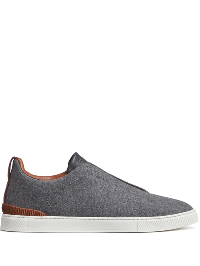 Shop Zegna Triple Stitch™ Low-top Sneakers In Grey