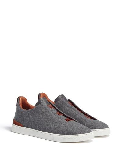 Shop Zegna Triple Stitch™ Low-top Sneakers In Grey