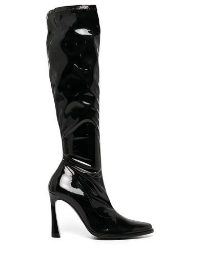 Shop Magda Butrym Knee-high Patent Leather Boots In Schwarz