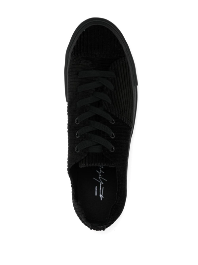 Shop Yohji Yamamoto Velvet Low-top Sneakers In Black