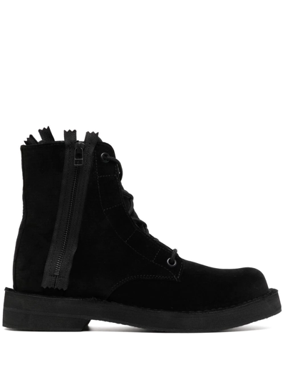 Shop Yohji Yamamoto Velvet-effect Ankle Boots In Black