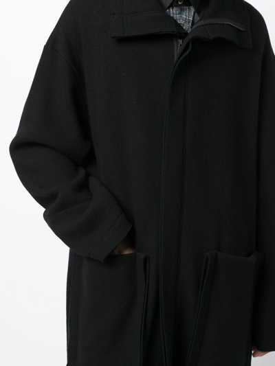 Shop Yohji Yamamoto Oversized Long Coat In Black