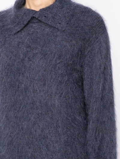 Shop Yohji Yamamoto Long-sleeve Turtleneck Mohair Jumper In Blue