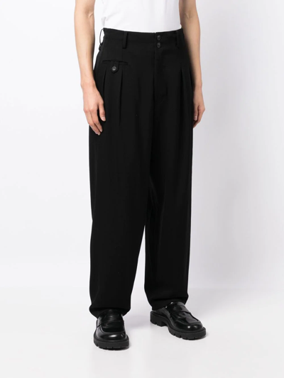 Shop Yohji Yamamoto Straight-leg Wool Pants In Black