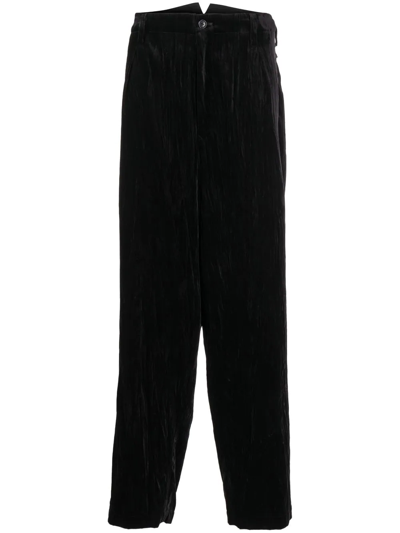 Shop Yohji Yamamoto Straight-leg Velvet Trousers In Black
