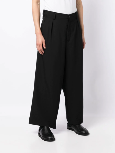 Shop Yohji Yamamoto Y-wide Painted Trousers In Black