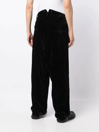 Shop Yohji Yamamoto Straight-leg Velvet Trousers In Black