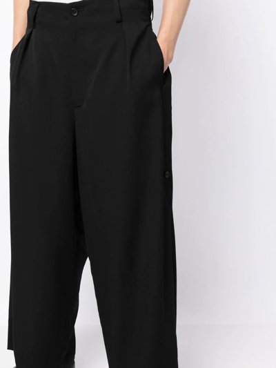 Shop Yohji Yamamoto Y-wide Painted Trousers In Black