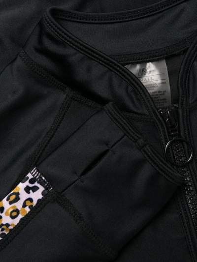Duskii Long-sleeve Leopard Print Swimsuit In Black