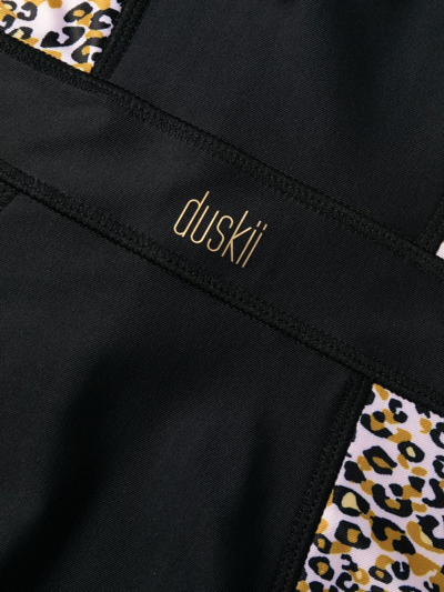 Duskii Leopard-print Cap-sleeve Swimsuit In Black