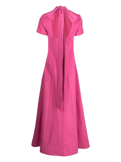 Shop Staud Bow-detail Maxi Dress In Rosa