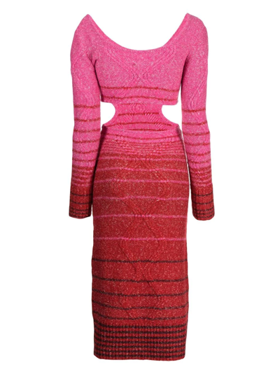 Shop Staud Stripe-print Cut-out Dress In Rosa