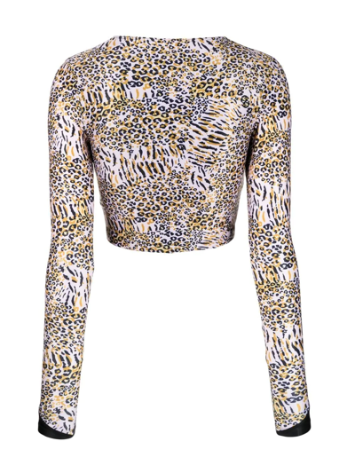 Duskii Leopard-print Beach Crop Top In Brown