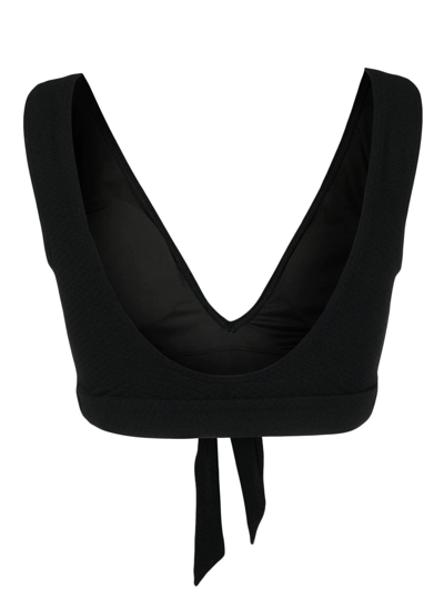 Shop Duskii Ribbed V-neck Bikini Top In Black