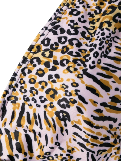 Duskii Leopard-print V-neck Bikini Top In Multicolour