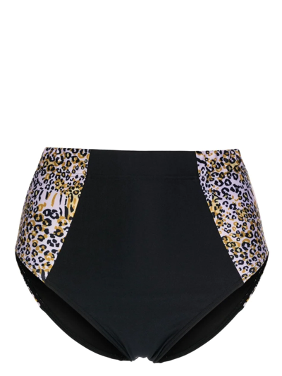 Shop Duskii High-waisted Leopard-print Bikini Bottoms In Multicolour